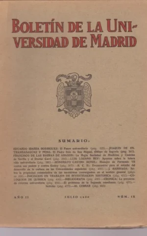 BOLETIN DE LA UNIVERSIDAD DE MADRID. AÑO II. NÚM. IX. JULIO 1930