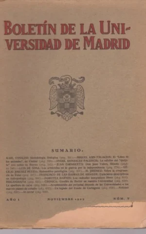 BOLETIN DE LA UNIVERSIDAD DE MADRID. AÑO I. NÚM. V. NOVIEMBRE 1929