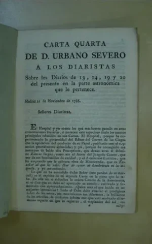 CARTA QUARTA DE D. URBANO SEVERO A LOS DIARISTAS