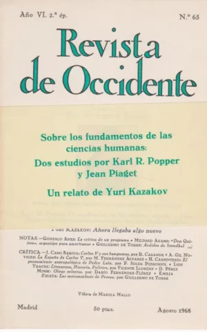 REVISTA DE OCCIDENTE. Nº65. AÑO VI. AGOSTO 1968
