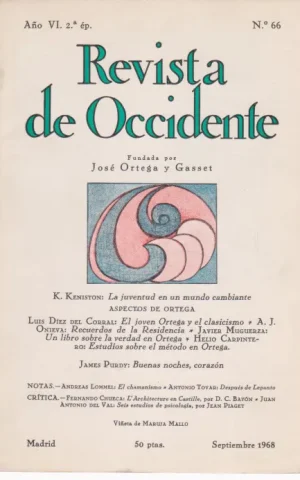 REVISTA DE OCCIDENTE. Nº66. AÑO VI. SEPTIEMBRE 1968