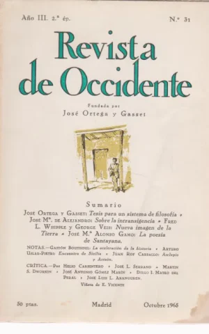 REVISTA DE OCCIDENTE. Nº31. AÑO III. OCTUBRE 1965