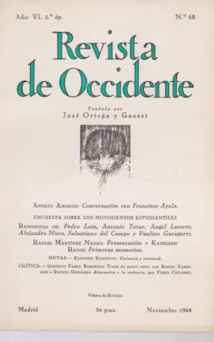 REVISTA DE OCCIDENTE. Nº68. AÑO VI. NOVIEMBRE 1968