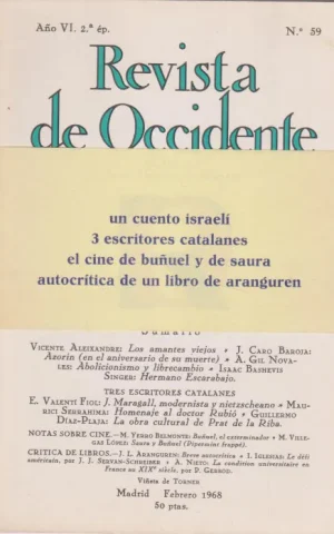 REVISTA DE OCCIDENTE. Nº59. AÑO VI. FEBRERO 1968