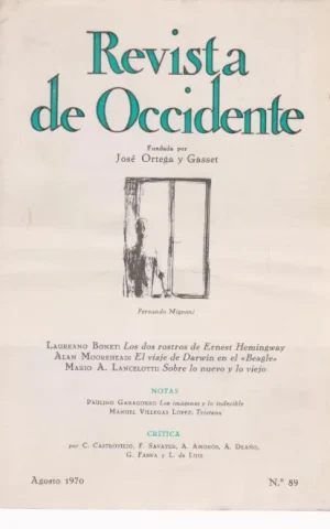 REVISTA DE OCCIDENTE. Nº89. AGOSTO 1970