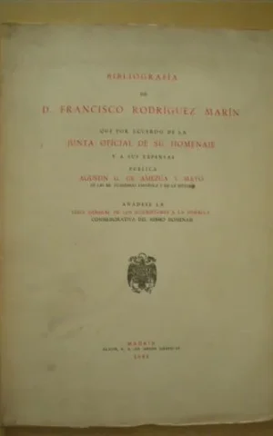 BIBLIOGRAFÍA DE D. FRANCISCO RODRÍGUEZ MARÍN