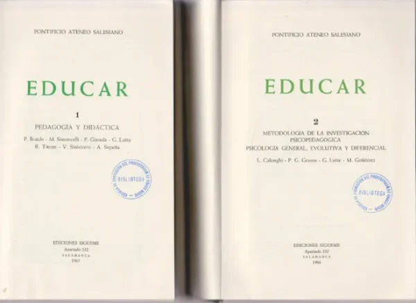 EDUCAR. PEDAGOGIA Y DIDACTICA. METODOLOGIA DE LA INVESTIGACION PSICOPEDAGOGICA. PSICOLOGIA GENERAL, EVOLUTIVA Y DIFERENCIAL. 2 TOMOS. COMPLETO
