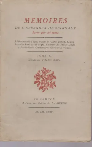 MEMOIRES DE J. CASANOVA DE SEINGALT. TOME II