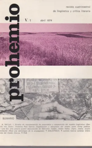 PROHEMIO. REVISTA CUATRIMESTRAL DE LINGÜÍSTICA Y CRÍTICA LITERARIA. V. 1. ABRIL 1974