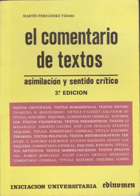 EL COMENTARIO DE TEXTOS. ASIMILACIÓN Y SENTIDO CRÍTICO